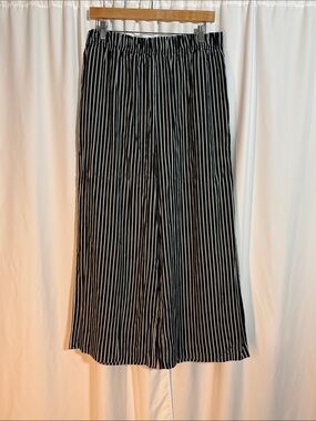 white birch Black and White Striped Wide Leg Pants